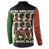 Colorblock button henley sweatshirt with back graphic portrait panel and long sleeves