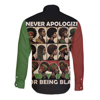 Long sleeve button shirt, black with multicolor portrait graphic on back