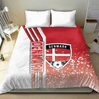 Red football bedding set with Denmark crest and soccer ball graphic on duvet cover