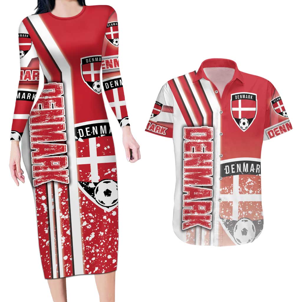 Denmark Football Couples Matching Long Sleeve Bodycon Dress and Hawaiian Shirt Danish Dynamite Soccer - Road To Champion