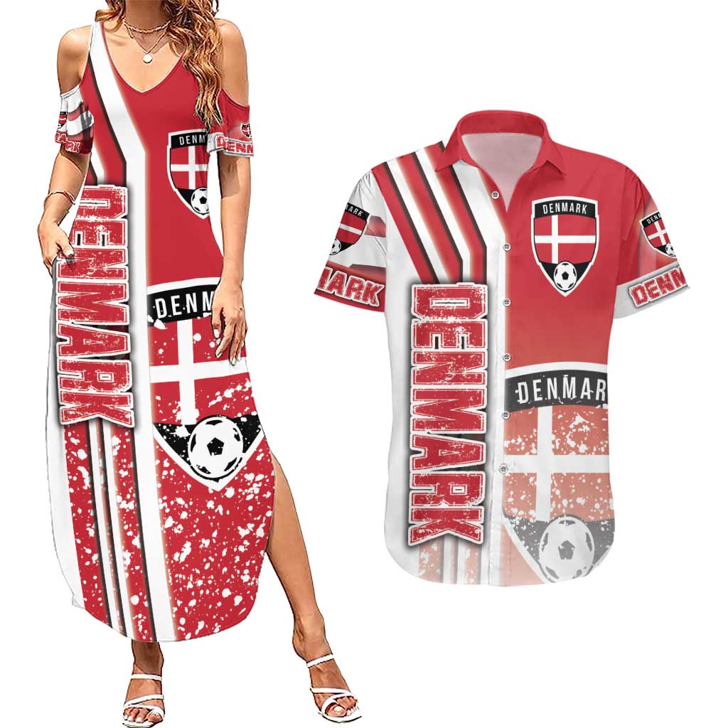 Denmark Football Couples Matching Summer Maxi Dress and Hawaiian Shirt Danish Dynamite Soccer - Road To Champion