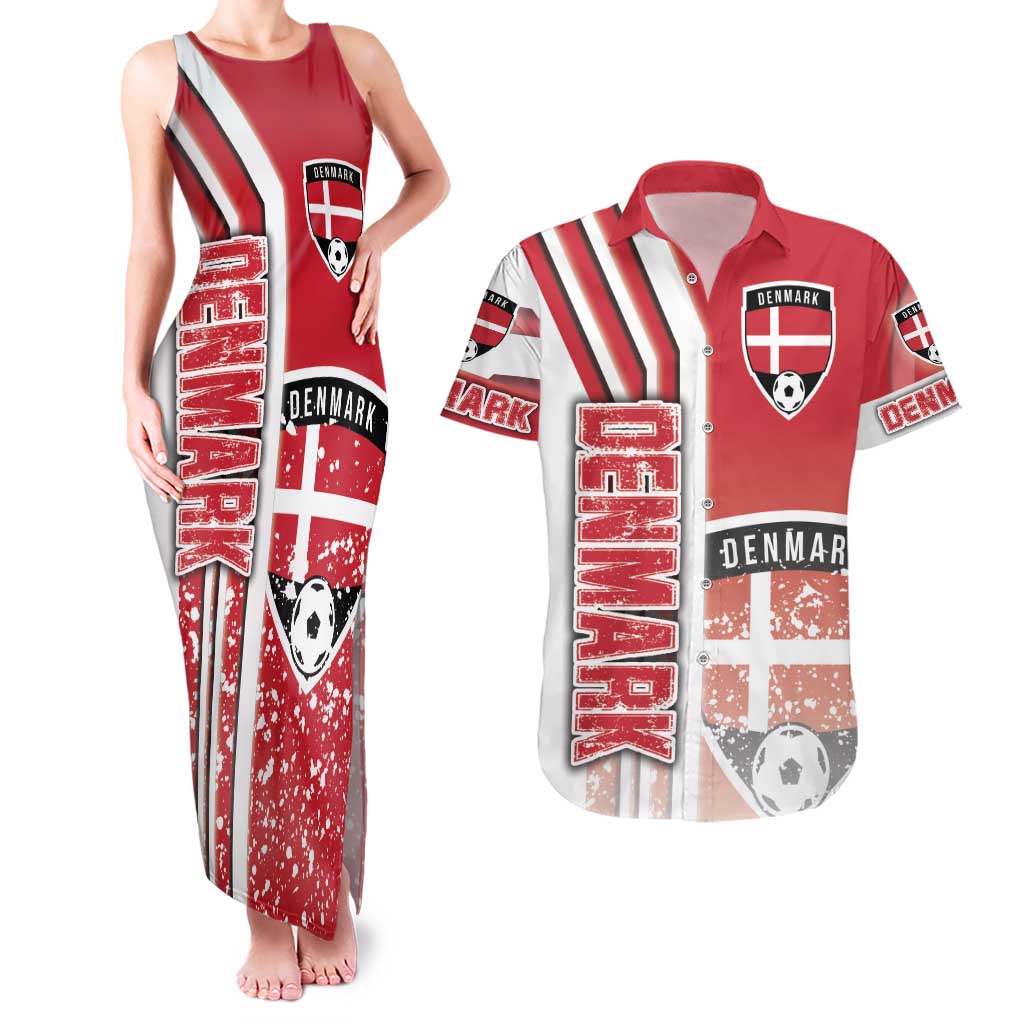 Denmark Football Couples Matching Tank Maxi Dress and Hawaiian Shirt Danish Dynamite Soccer - Road To Champion