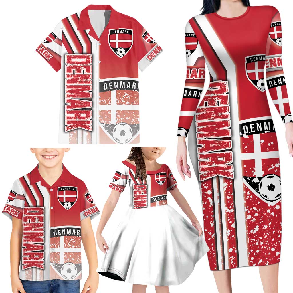 Denmark Football Family Matching Long Sleeve Bodycon Dress and Hawaiian Shirt Danish Dynamite Soccer - Road To Champion - Wonder Print Shop