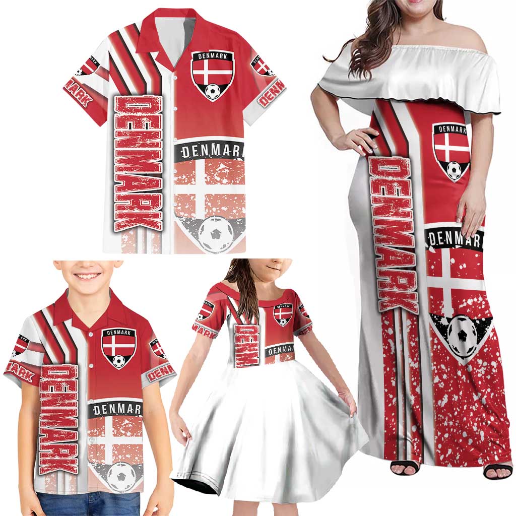 Denmark Football Family Matching Off Shoulder Maxi Dress and Hawaiian Shirt Danish Dynamite Soccer - Road To Champion - Wonder Print Shop