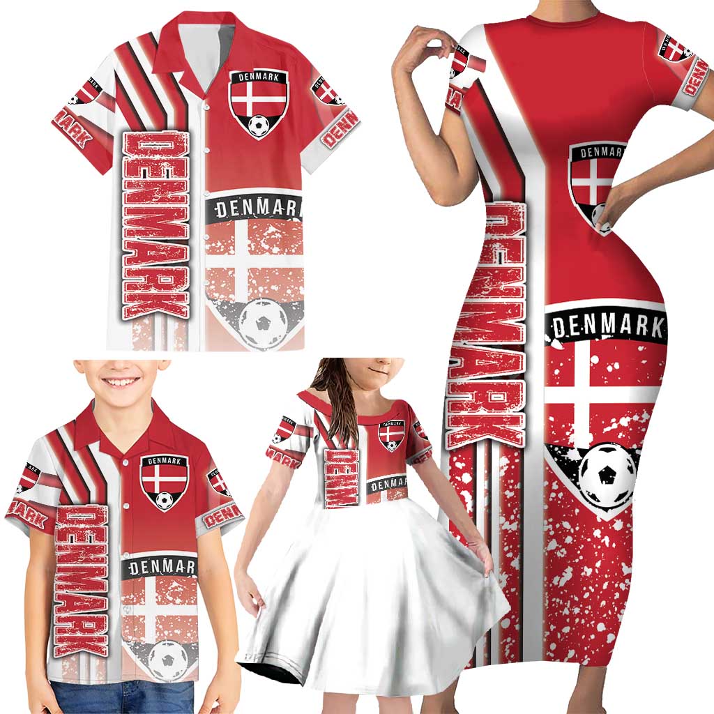 Denmark Football Family Matching Short Sleeve Bodycon Dress and Hawaiian Shirt Danish Dynamite Soccer - Road To Champion - Wonder Print Shop