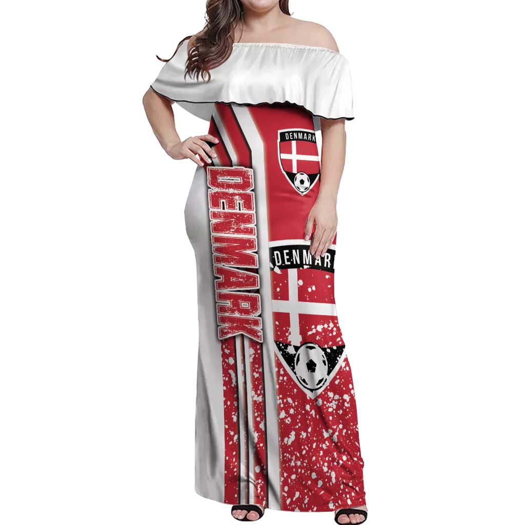 Denmark Football Off Shoulder Maxi Dress Danish Dynamite Soccer - Road To Champion - Wonder Print Shop