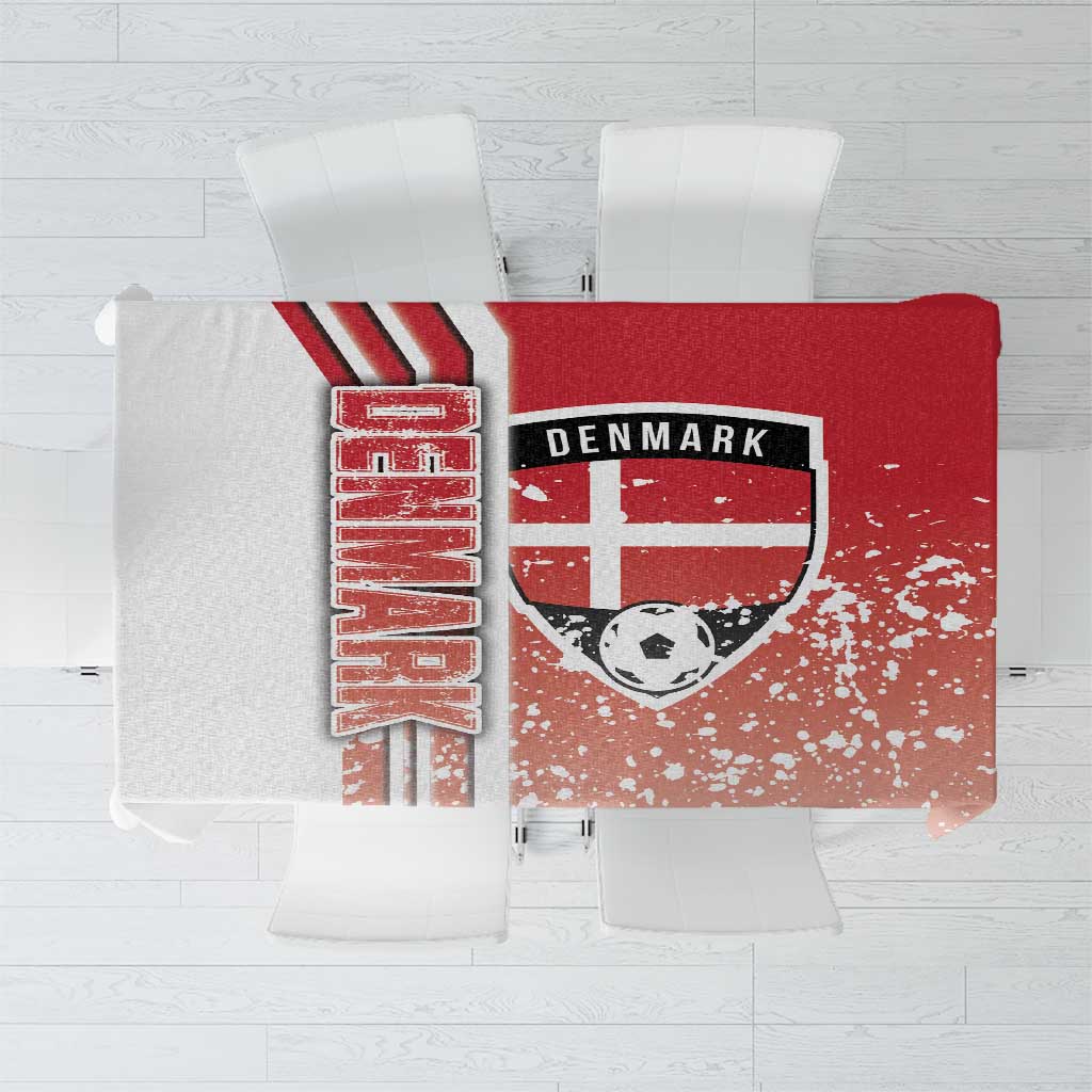 Denmark football tablecloth with red field and white crest graphic, speckled design