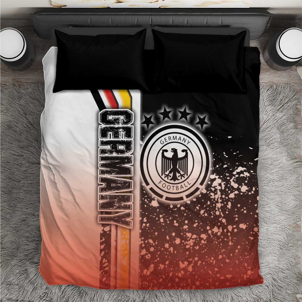 Germany football bedding set with black, red-orange design and Germany crest with stars