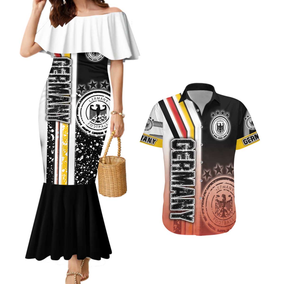 Germany Football Couples Matching Mermaid Dress and Hawaiian Shirt Die Mannschaft Soccer - Road To Champion