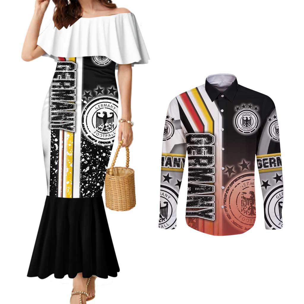 Germany Football Couples Matching Mermaid Dress and Long Sleeve Button Shirt Die Mannschaft Soccer - Road To Champion