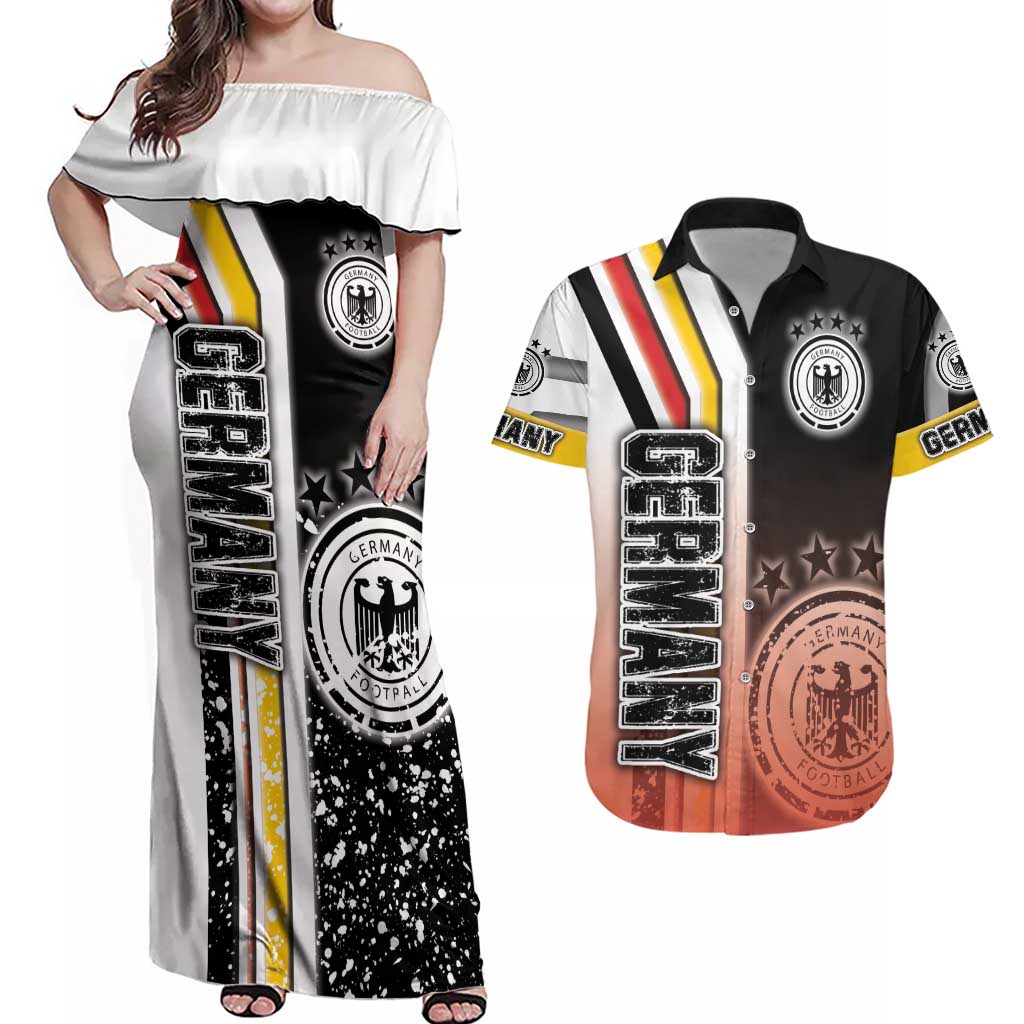 Germany Football Couples Matching Off Shoulder Maxi Dress and Hawaiian Shirt Die Mannschaft Soccer - Road To Champion