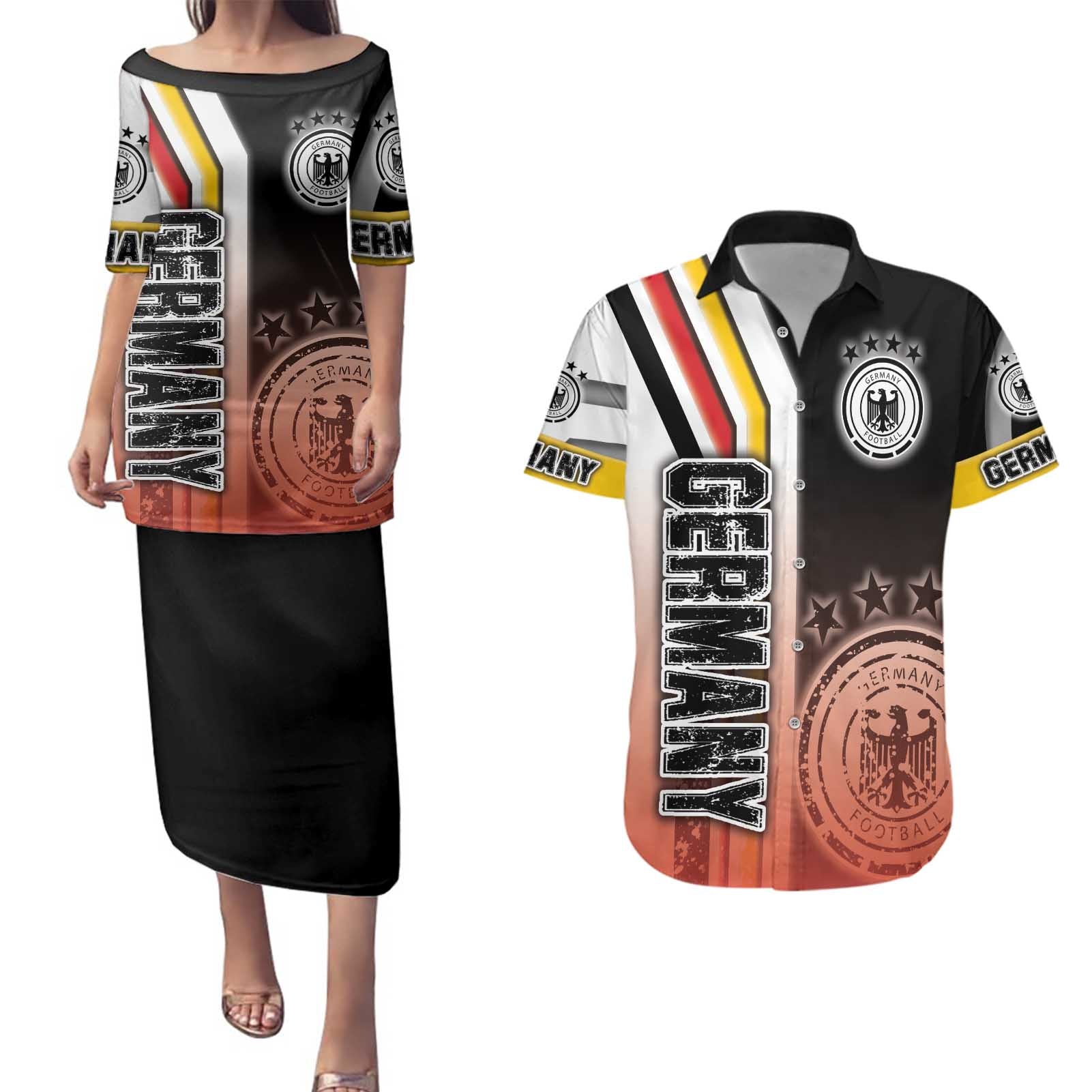 Germany Football Couples Matching Puletasi and Hawaiian Shirt Die Mannschaft Soccer - Road To Champion