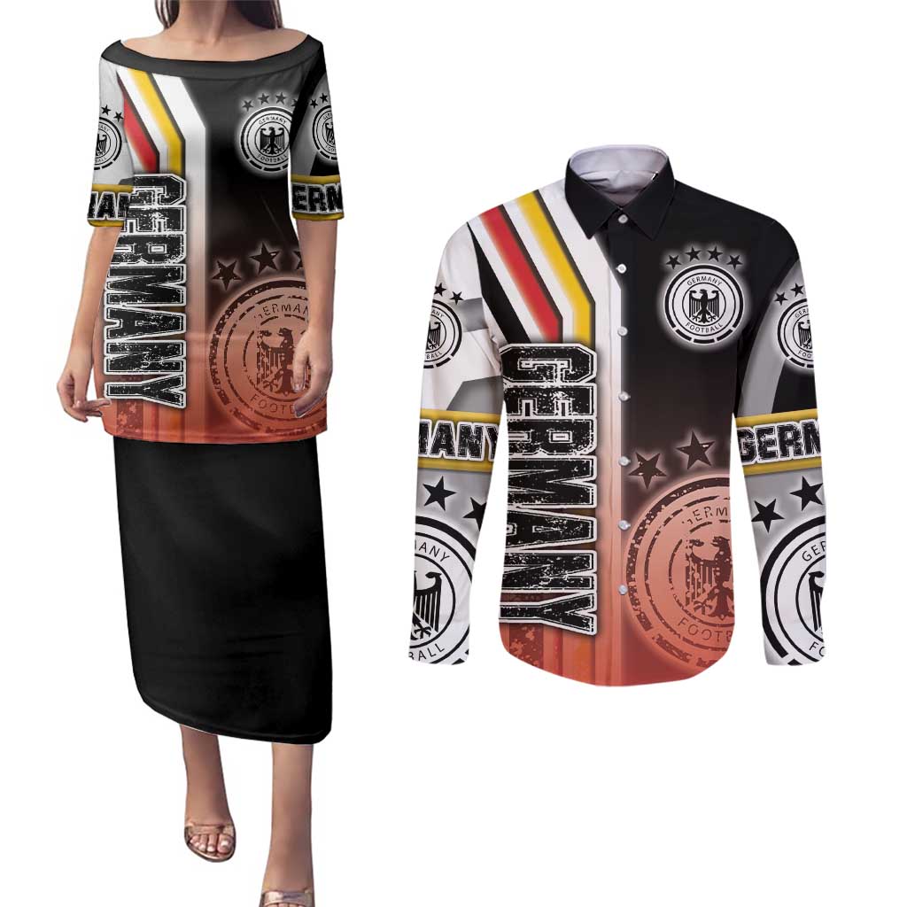 Germany Football Couples Matching Puletasi and Long Sleeve Button Shirt Die Mannschaft Soccer - Road To Champion