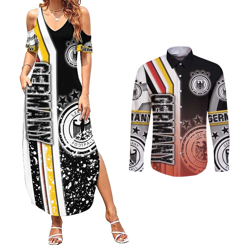 Germany Football Couples Matching Summer Maxi Dress and Long Sleeve Button Shirt Die Mannschaft Soccer - Road To Champion