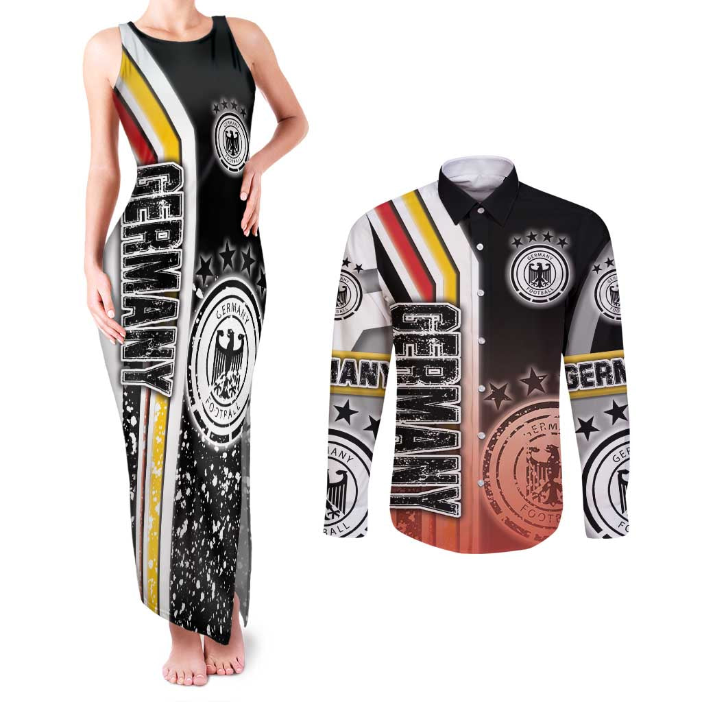 Germany Football Couples Matching Tank Maxi Dress and Long Sleeve Button Shirt Die Mannschaft Soccer - Road To Champion