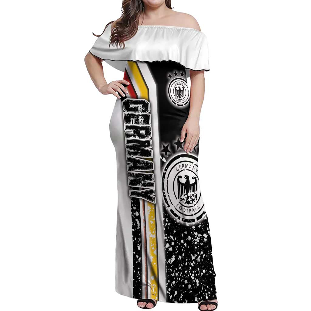 Germany Football Off Shoulder Maxi Dress Die Mannschaft Soccer - Road To Champion