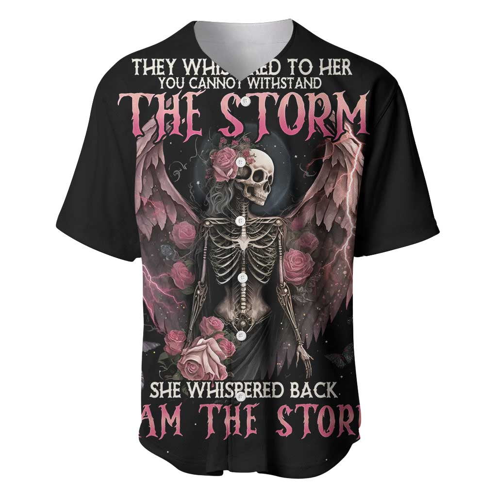 I Am The Storm Skeleton Roses Wings Baseball Jersey Skull Art - Wonder Print Shop