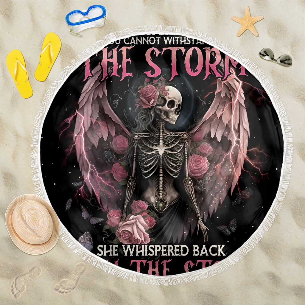 I Am The Storm Skeleton Roses Wings Beach Blanket Skull Art - Wonder Print Shop