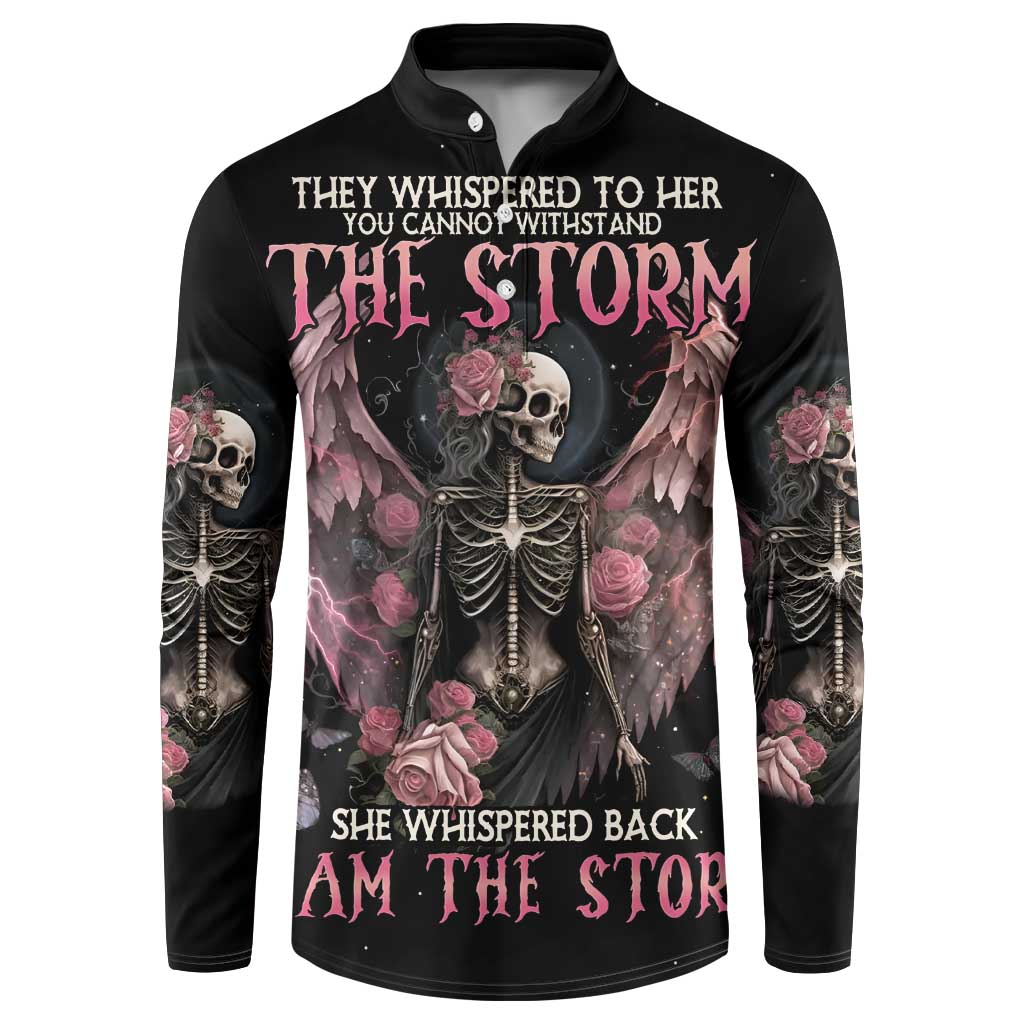 I Am The Storm Skeleton Roses Wings Button Sweatshirt Skull Art - Wonder Print Shop