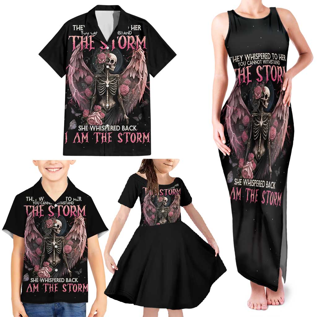 I Am The Storm Skeleton Roses Wings Family Matching Tank Maxi Dress and Hawaiian Shirt Skull Art - Wonder Print Shop