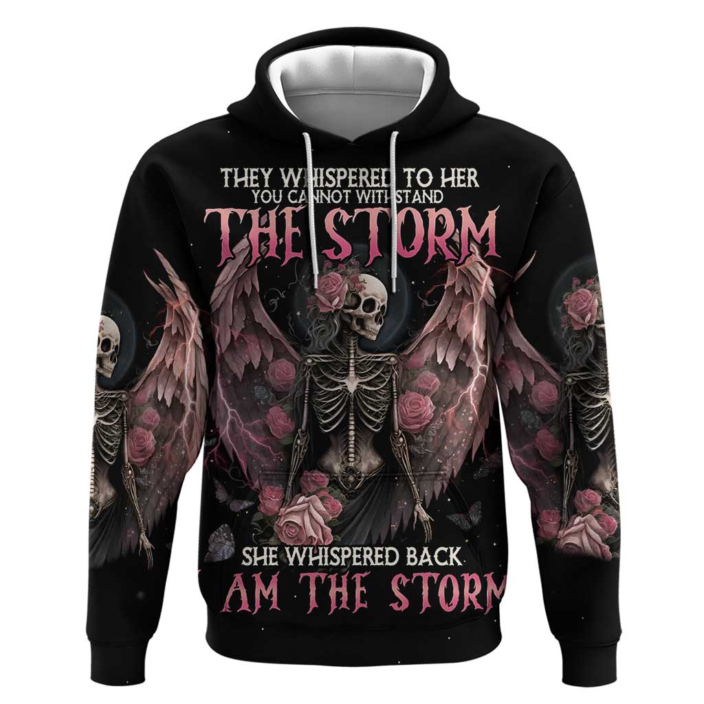 I Am The Storm Skeleton Roses Wings Hoodie Skull Art - Wonder Print Shop