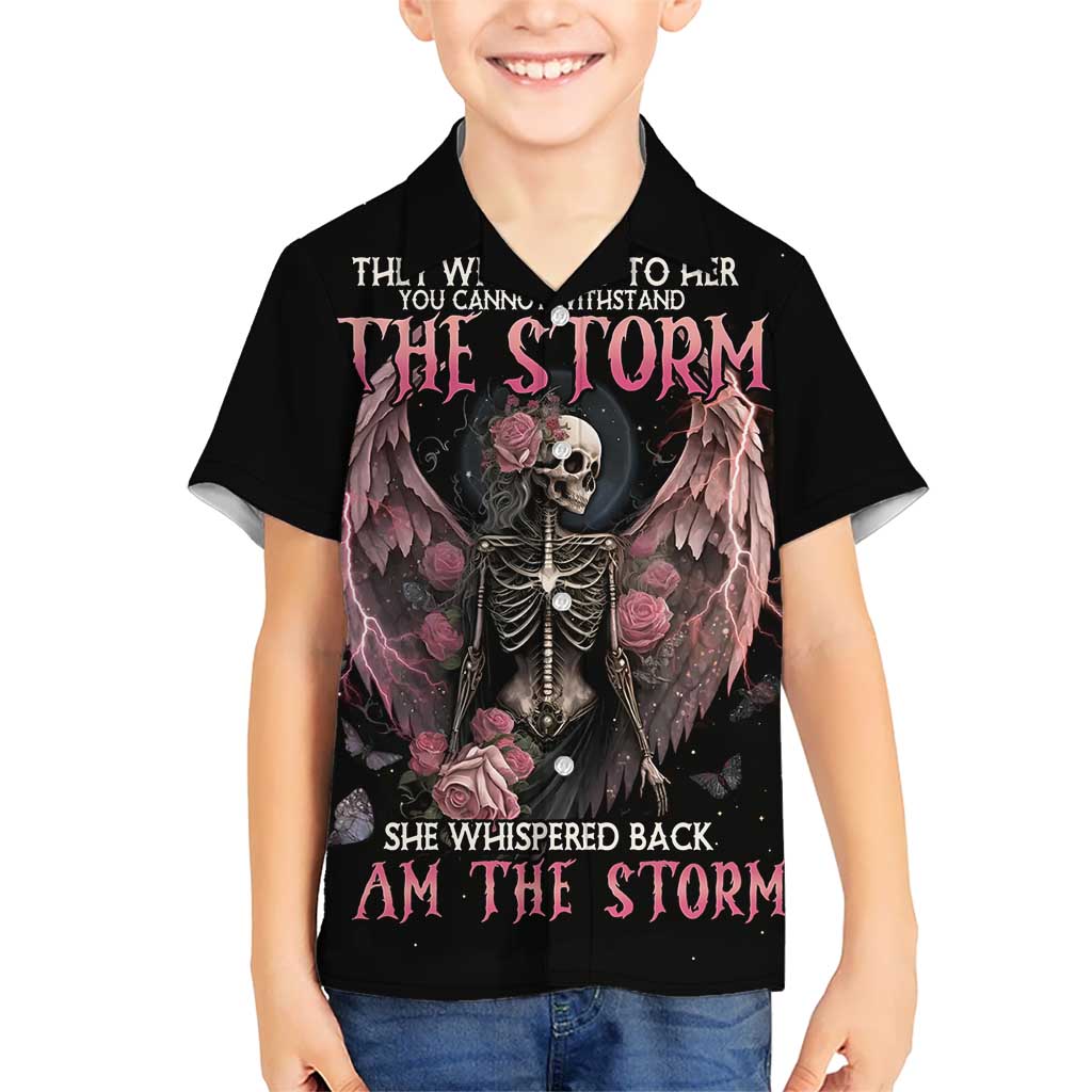 I Am The Storm Skeleton Roses Wings Kid Hawaiian Shirt Skull Art - Wonder Print Shop