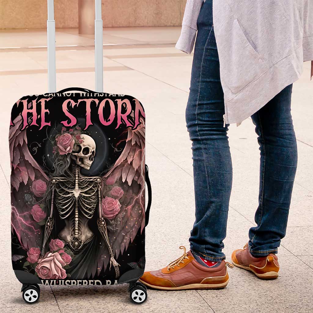 I Am The Storm Skeleton Roses Wings Luggage Cover Skull Art