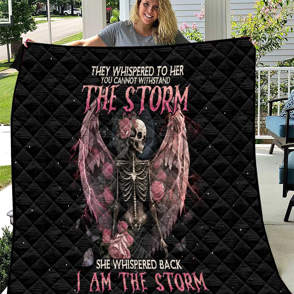 I Am The Storm Skeleton Roses Wings Quilt Skull Art - Wonder Print Shop