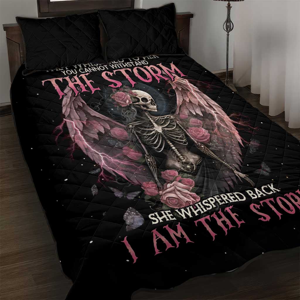 I Am The Storm Skeleton Roses Wings Quilt Bed Set Skull Art - Wonder Print Shop