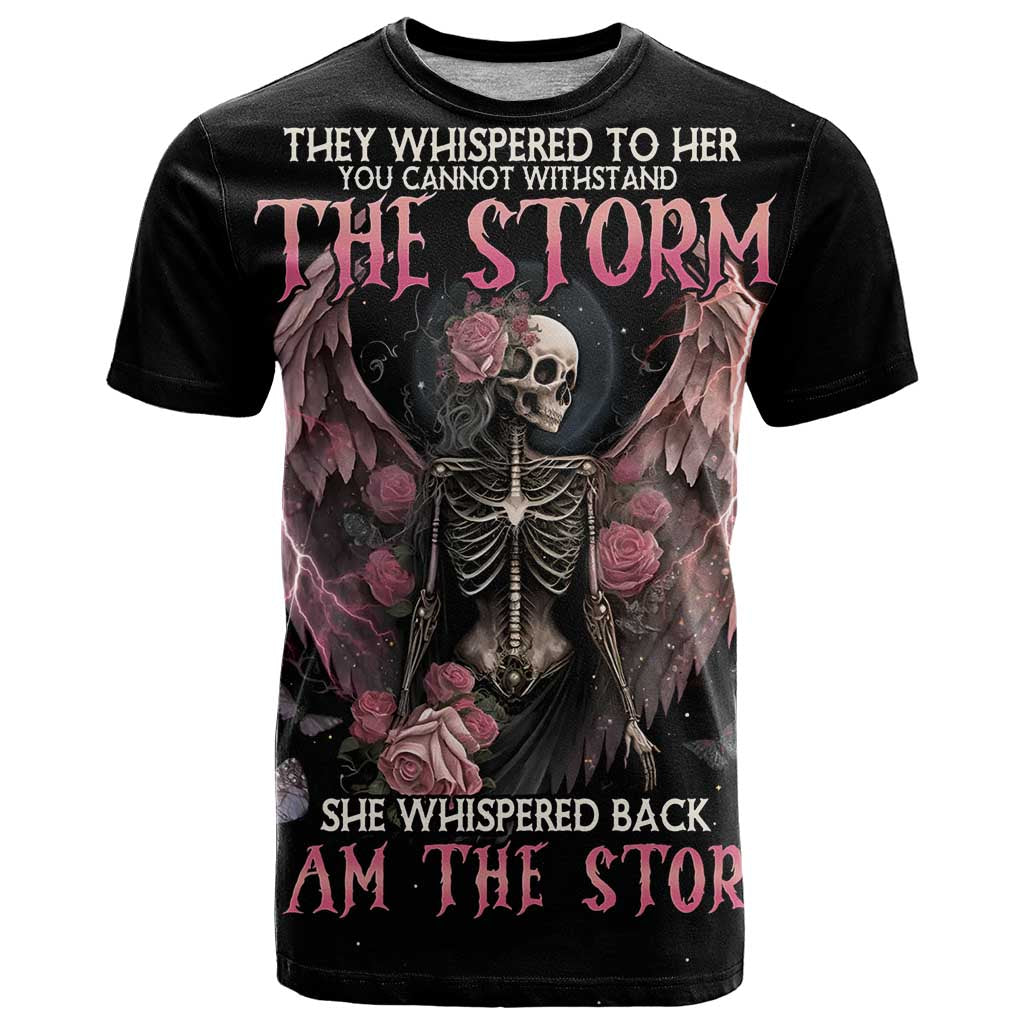 I Am The Storm Skeleton Roses Wings T Shirt Skull Art