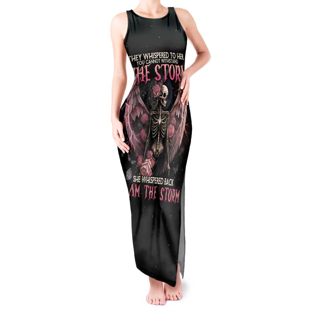 I Am The Storm Skeleton Roses Wings Tank Maxi Dress Skull Art