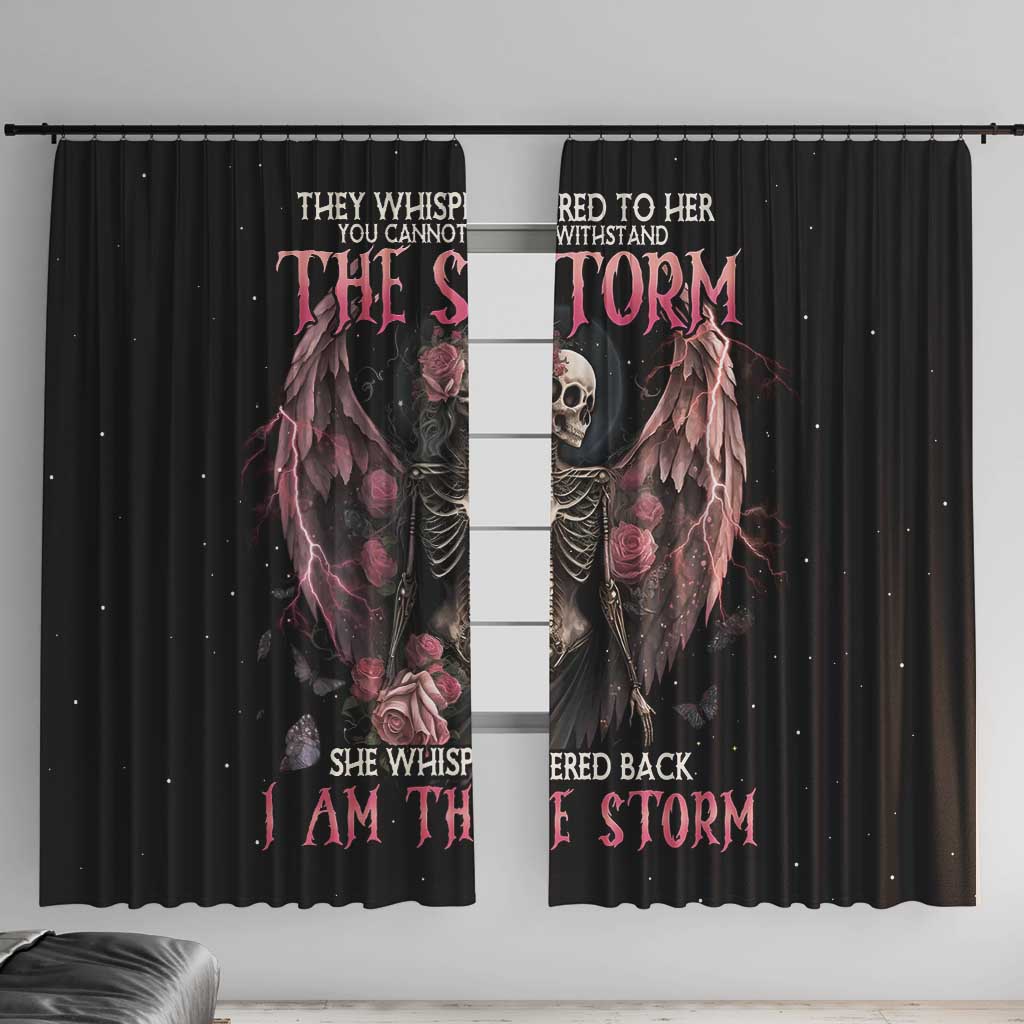 I Am The Storm Skeleton Roses Wings Window Curtain Skull Art - Wonder Print Shop