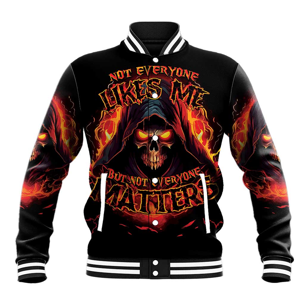 Not Everyone Likes Me Skull Reaper Baseball Jacket - Wonder Print Shop