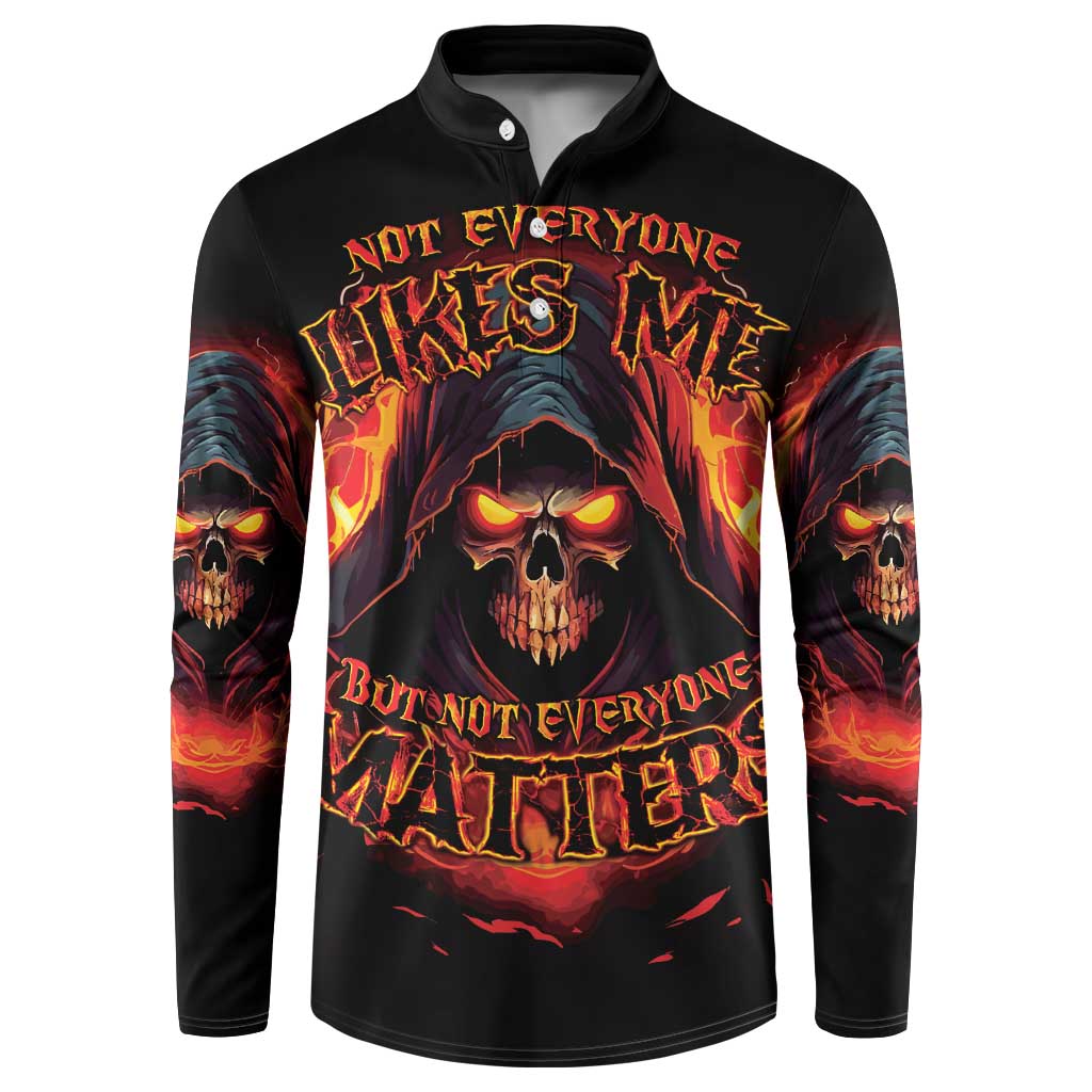 Black skull reaper graphic button sweatshirt, long sleeves, front chest print