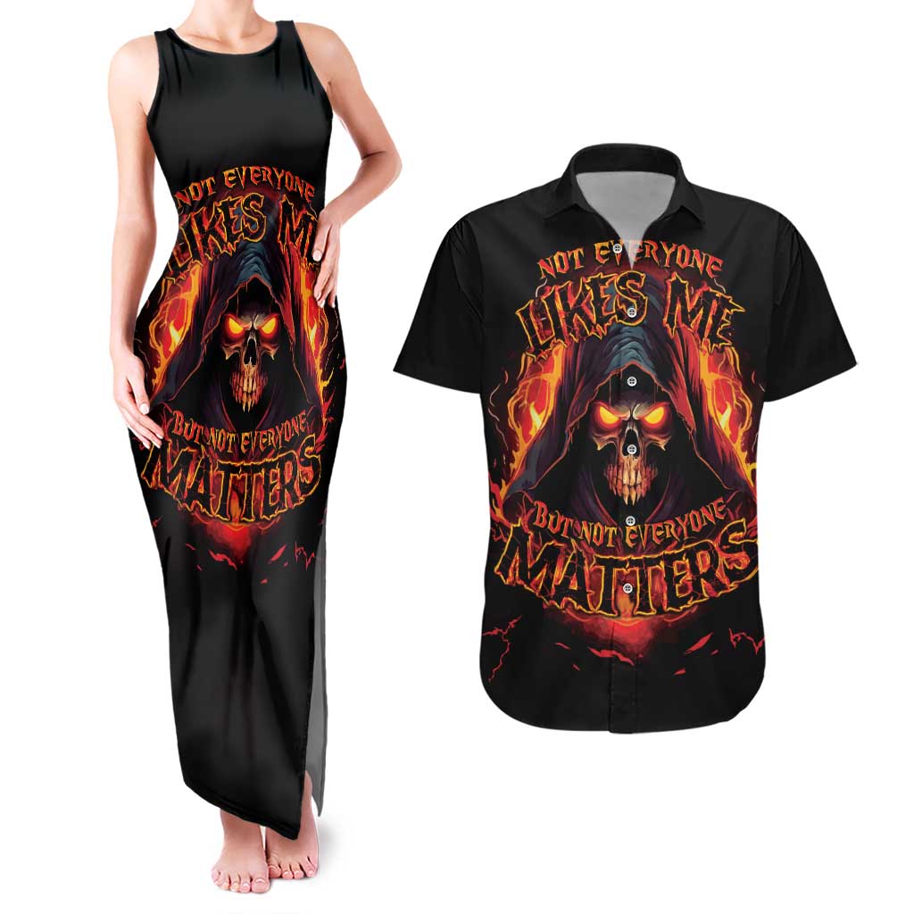 Not Everyone Likes Me Skull Reaper Couples Matching Tank Maxi Dress and Hawaiian Shirt - Wonder Print Shop