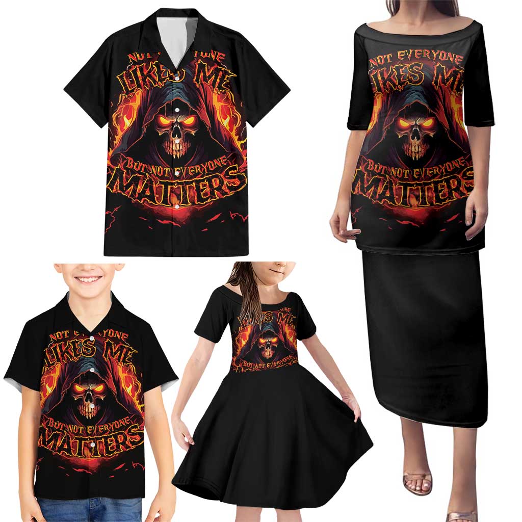 Not Everyone Likes Me Skull Reaper Family Matching Puletasi and Hawaiian Shirt - Wonder Print Shop