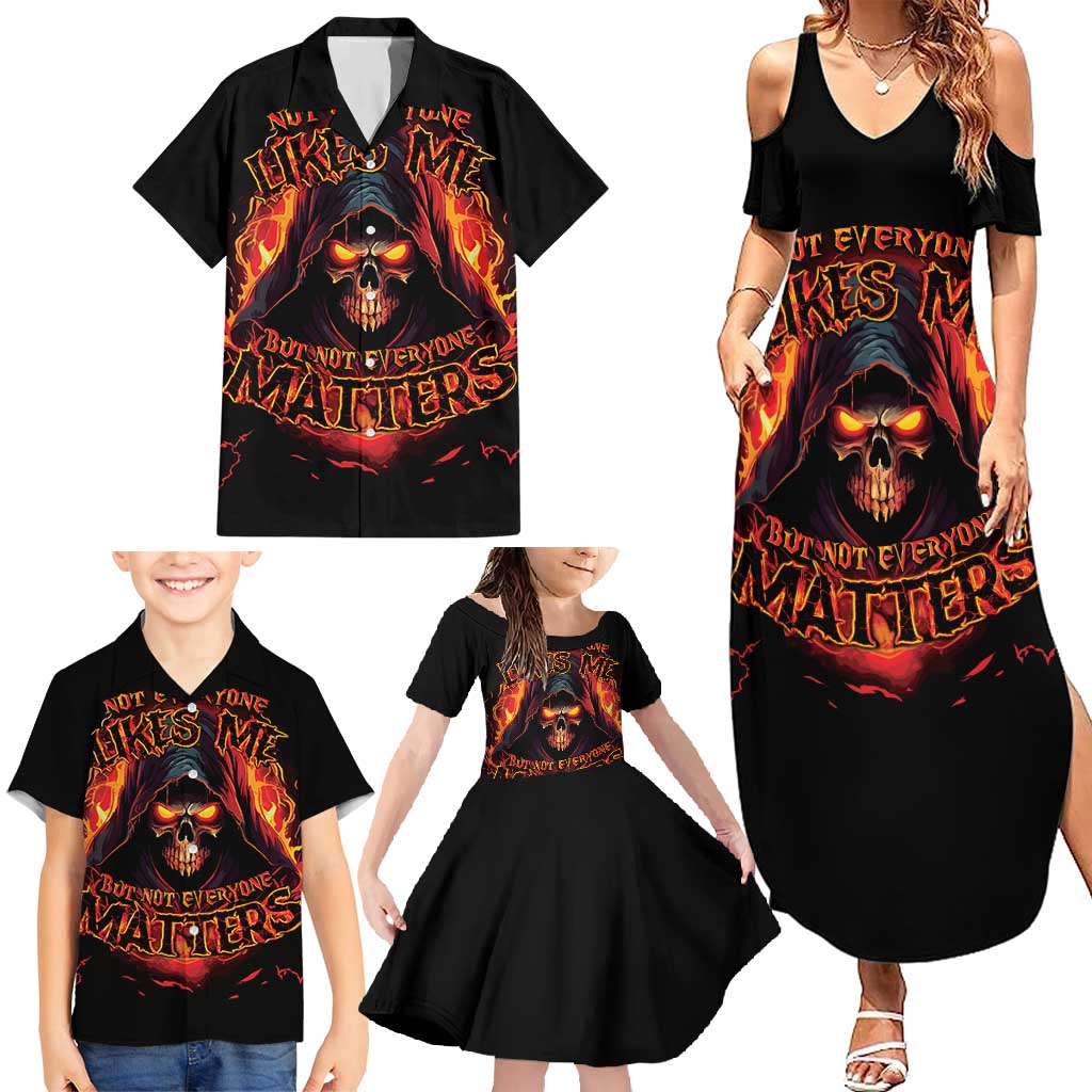 Not Everyone Likes Me Skull Reaper Family Matching Summer Maxi Dress and Hawaiian Shirt - Wonder Print Shop