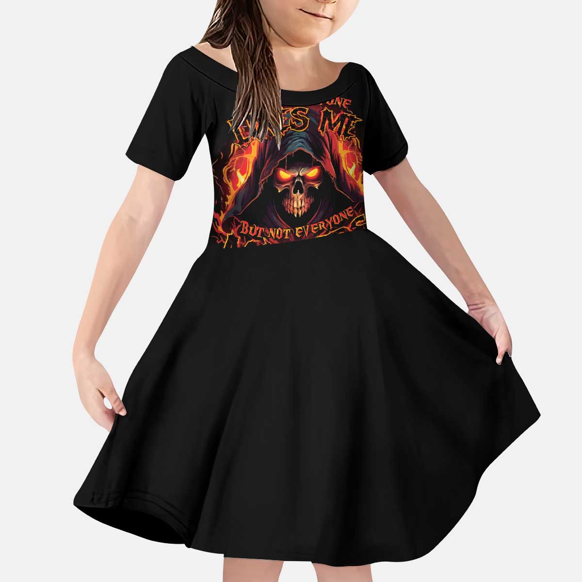 Not Everyone Likes Me Skull Reaper Kid Short Sleeve Dress - Wonder Print Shop