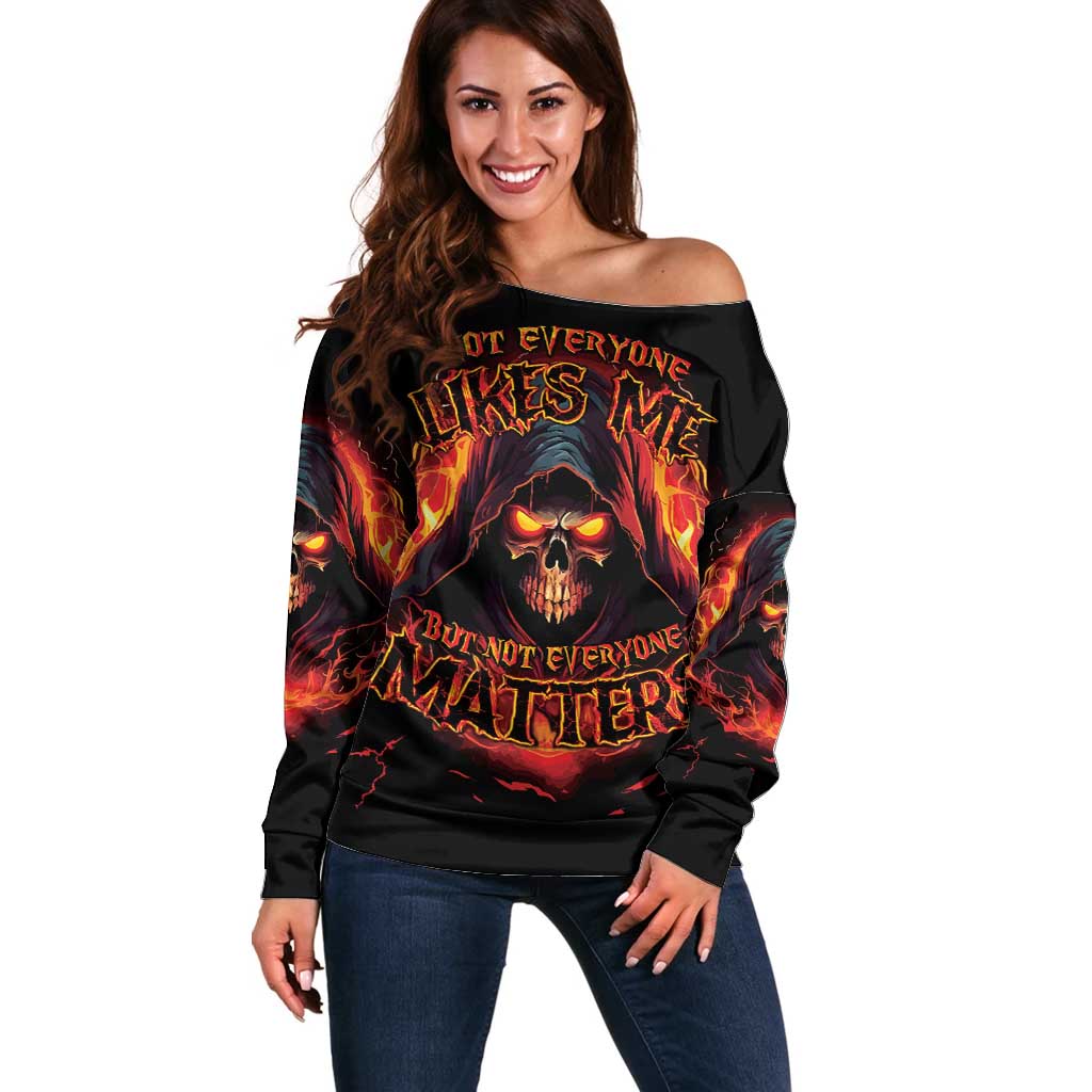 Not Everyone Likes Me Skull Reaper Off Shoulder Sweater