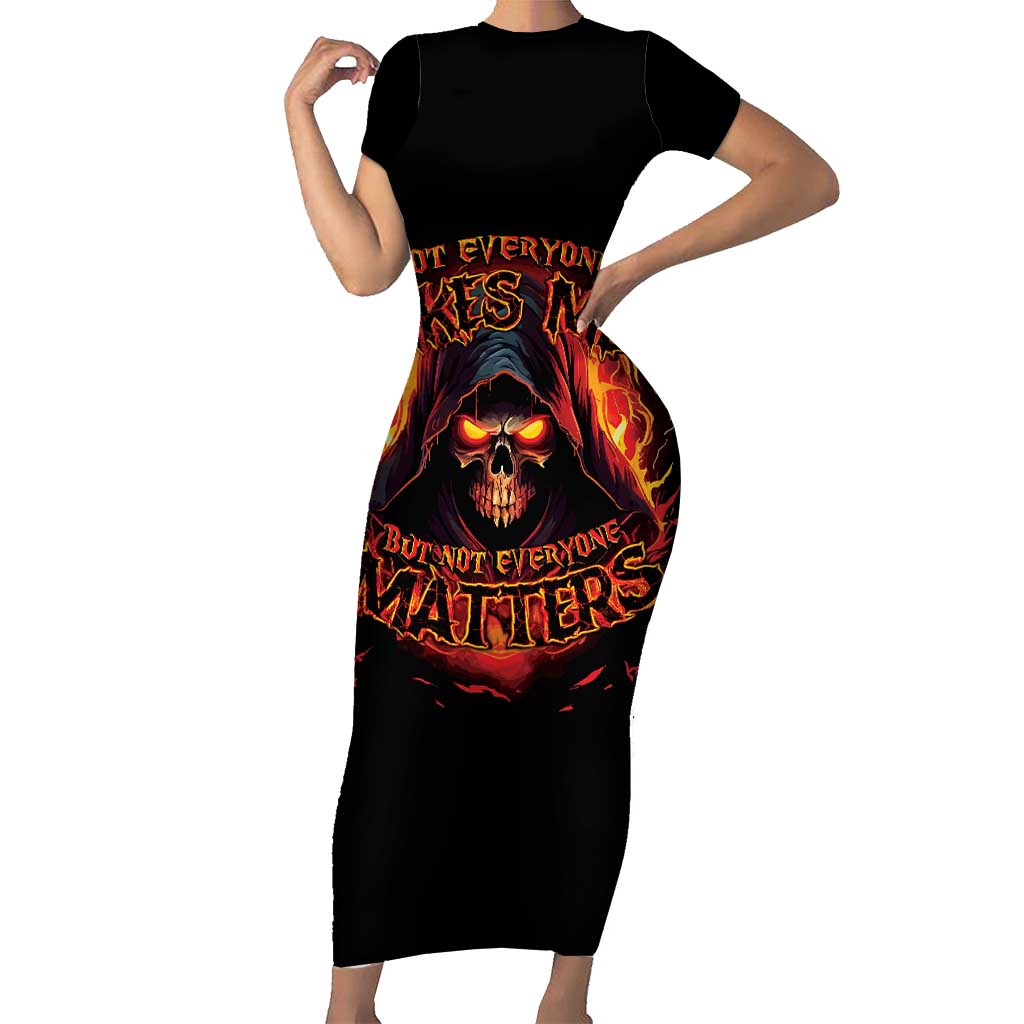 Not Everyone Likes Me Skull Reaper Short Sleeve Bodycon Dress