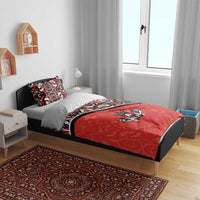 Red and black tribal duvet cover bedding set with matching pillowcases