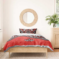 Red and black tribal bedding set with duvet cover and pillowcase set