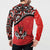 Canada Day Button Sweatshirt Haida Maple Leaf Style Tattoo Red