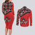 Canada Day Couples Matching Long Sleeve Bodycon Dress and Long Sleeve Button Shirt Haida Maple Leaf Style Tattoo Red