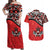 Canada Day Couples Matching Off Shoulder Maxi Dress and Hawaiian Shirt Haida Maple Leaf Style Tattoo Red