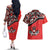 Canada Day Couples Matching Off The Shoulder Long Sleeve Dress and Hawaiian Shirt Haida Maple Leaf Style Tattoo Red