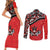 Canada Day Couples Matching Short Sleeve Bodycon Dress and Long Sleeve Button Shirt Haida Maple Leaf Style Tattoo Red