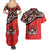 Canada Day Couples Matching Summer Maxi Dress and Hawaiian Shirt Haida Maple Leaf Style Tattoo Red