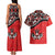 Canada Day Couples Matching Tank Maxi Dress and Hawaiian Shirt Haida Maple Leaf Style Tattoo Red