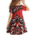 Canada Day Family Matching Long Sleeve Bodycon Dress and Hawaiian Shirt Haida Maple Leaf Style Tattoo Red